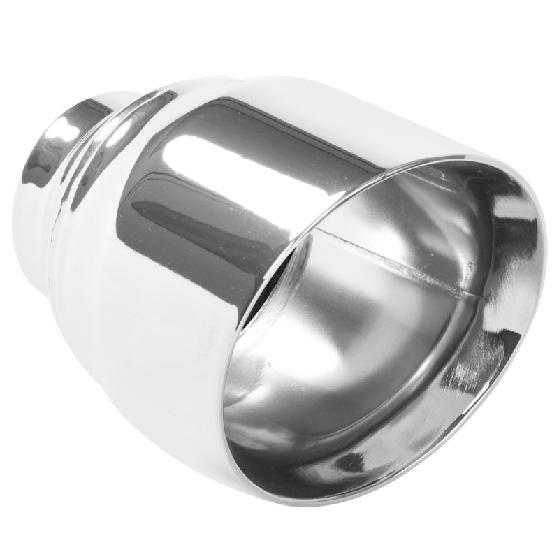 MagnaFlow Tip Stainless Double Wall Round Single Outlet Polished 4.5in DIA 2.5in Inlet 5.75in Length Secondary image