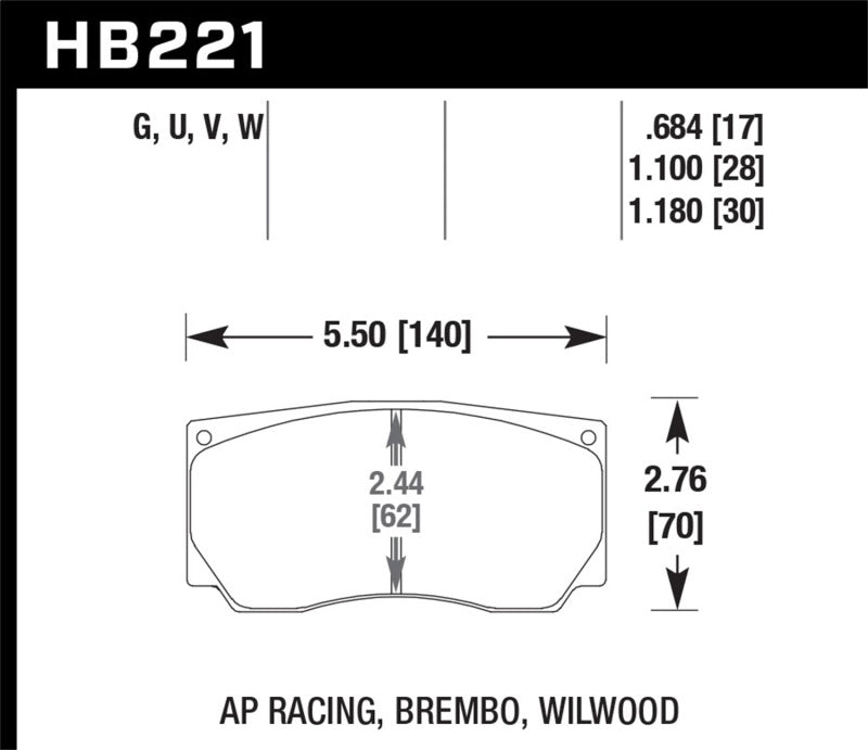 Hawk AP Racing/Wilwood DTC-70 Race Brake Pads Secondary image