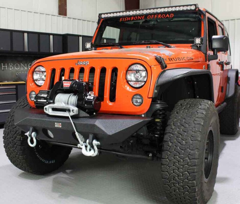 Fishbone Offroad 07-18 Jeep Wrangler JK Rubicon Unlimited Steel Front Bumper - Blk Txtrd Powdercoat Secondary image