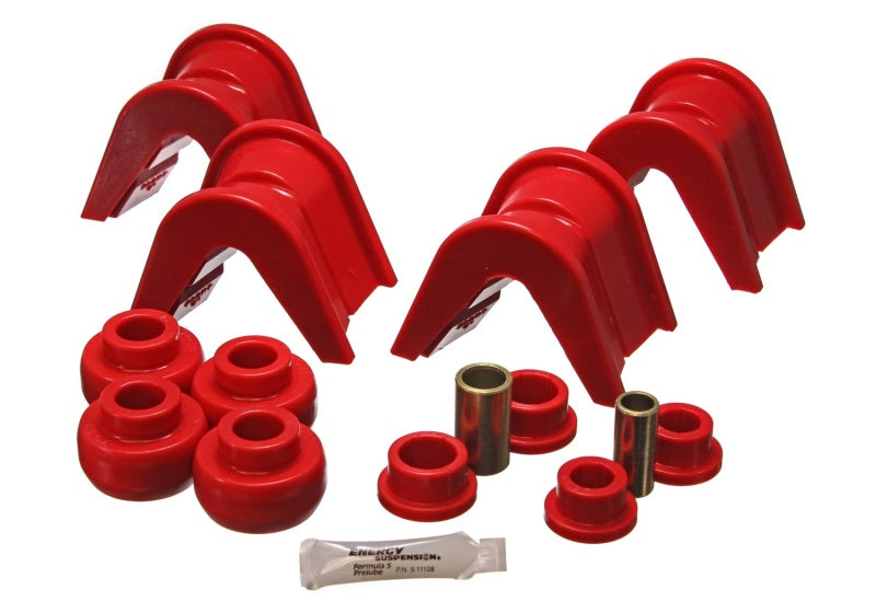 Energy Suspension 76-77 Ford Bronco/66-72 F-100/F-150 Red 4 Deg Offset Complete 14 Pc C-Bushing Set for suspension lift kits. Main image