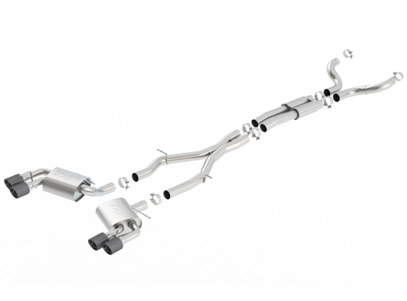 Borla 16-17 Chevy Camaro 6.2L 4in Dual Carbon Fiber Tips Dual Split Exit S-Type Catback Exhaust Secondary image