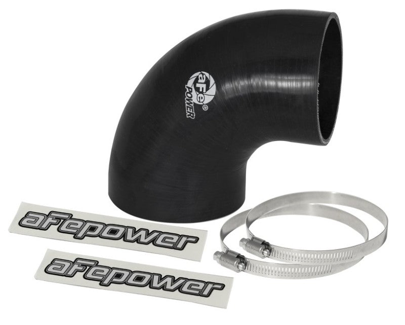 aFe Magnum FORCE CAI Univ. Silicone Reducing Coupler (4in. to 3.5in. ID) 90Deg. Elbow - Black Secondary image