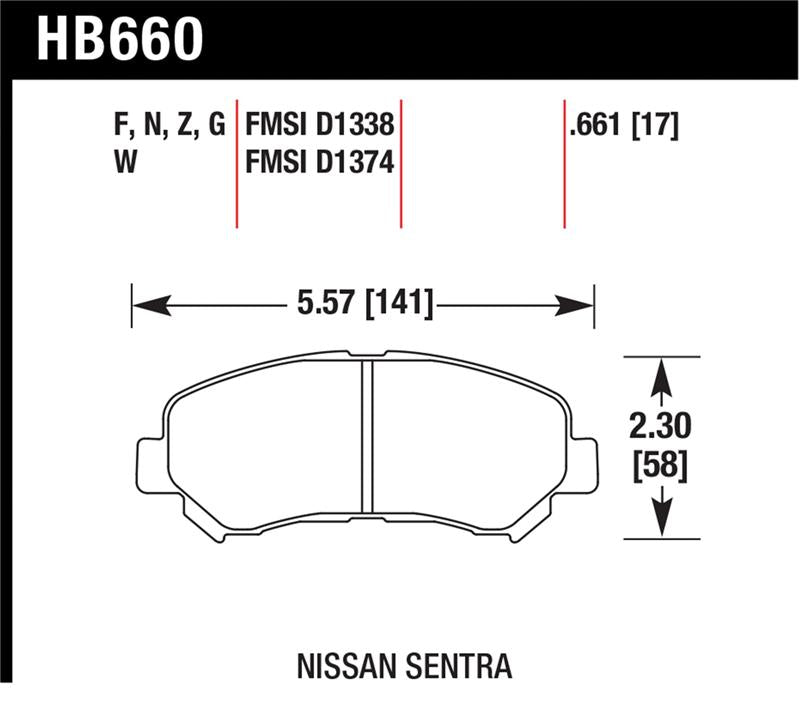 Hawk 09-10 Nissan Maxima / 08-10 Rogue / 07-09 Sentra SE-R / 10  Sentra SE-R M/T HPS Street Front Br Secondary image
