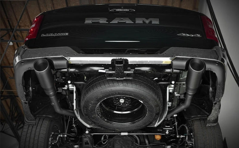 Magnaflow 25+ Ram 1500 I6 3.0L SPEQ Series Black Coated Cat-Back Performance Exhaust System undercarriage view