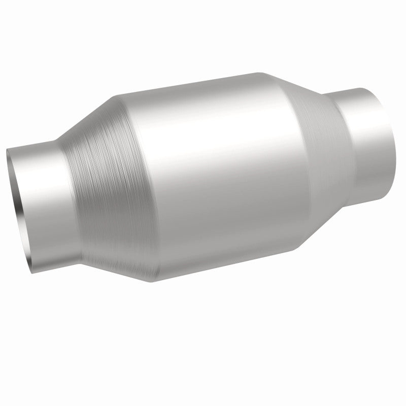 MagnaFlow Conv Univ 2.5in Inlet/Outlet Center/Center Round catalytic converter for performance offroad parts.
