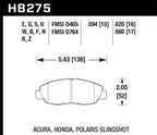 HB275 Brake Pad Specifications for Acura Honda Slingshot