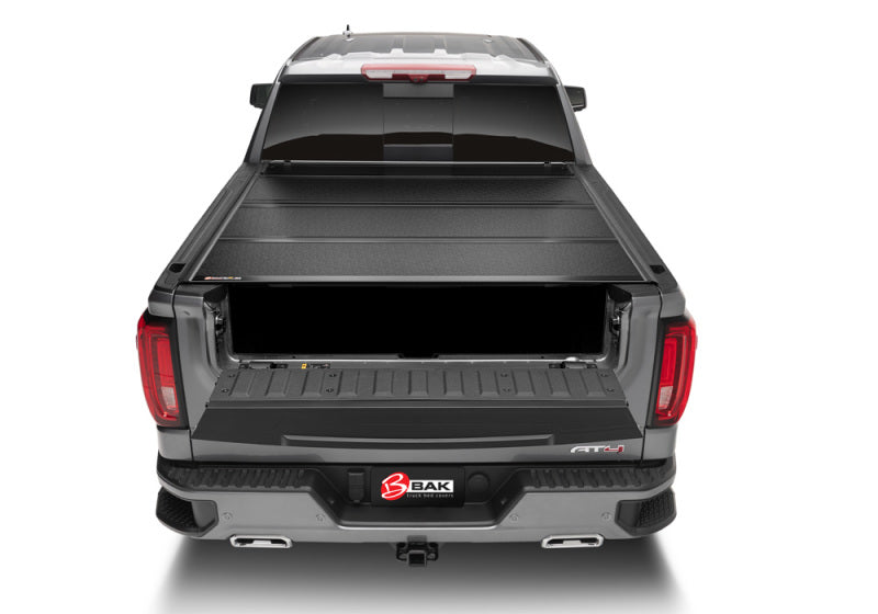 BAK 2020 Chevy Silverado 2500/3500 HD 6ft 9in Bed BAKFlip F1 truck bed cover open view