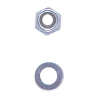 Hex nut and flat washer for vehicle repairs and upgrades.