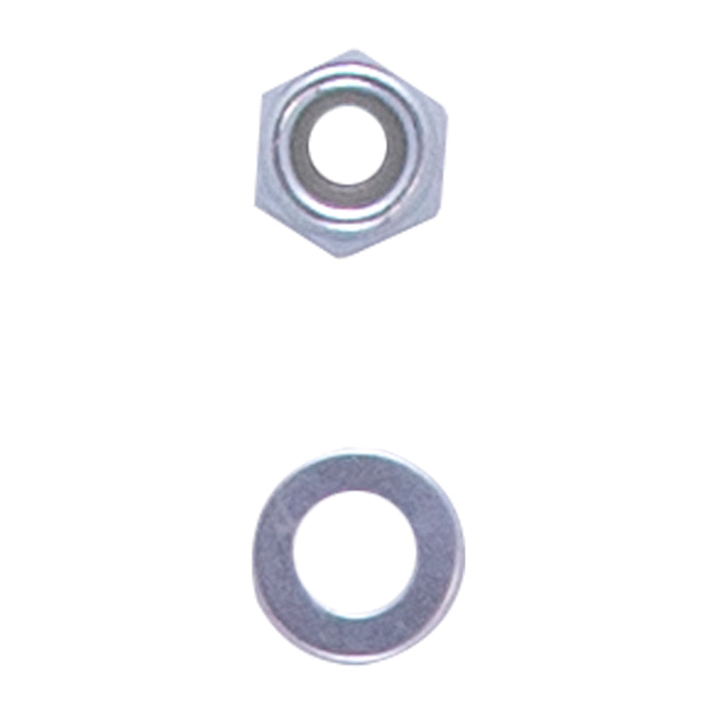 Hex nut and flat washer for vehicle repairs and upgrades.