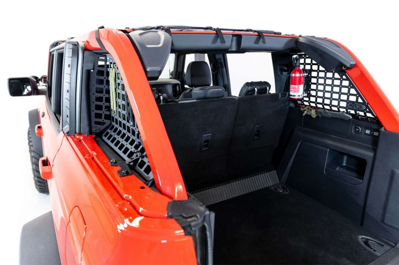 Addictive Desert Designs21-23 Ford Bronco & Bronco Raptor Rear Window Molle Storage Panels interior view.