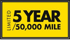 Limited 5 Year/50,000 Mile warranty information for products