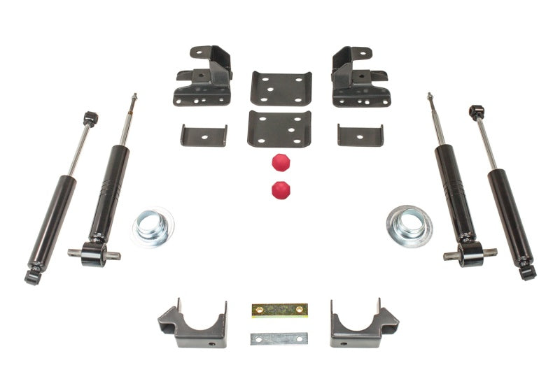 MaxTrac 07-18 GM C/K1500 2WD/4WD (Non Magneride) 3in/5in Lowering Strut Kit components including shocks and hardware.