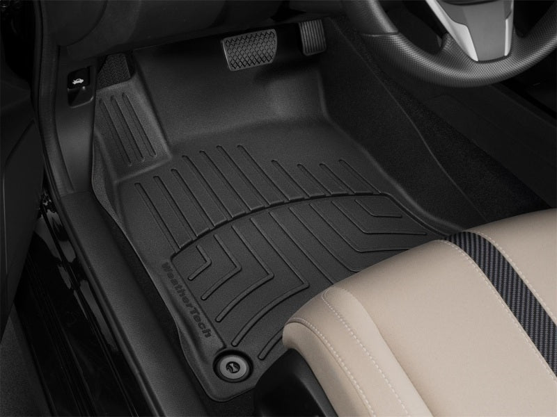 WeatherTech 17+ Honda Civic Hatchback Front FloorLiner HP - Black in vehicle interior