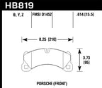 Hawk 11-13 Porsche Cayenne HPS 5.0 Front Brake Pads diagram
