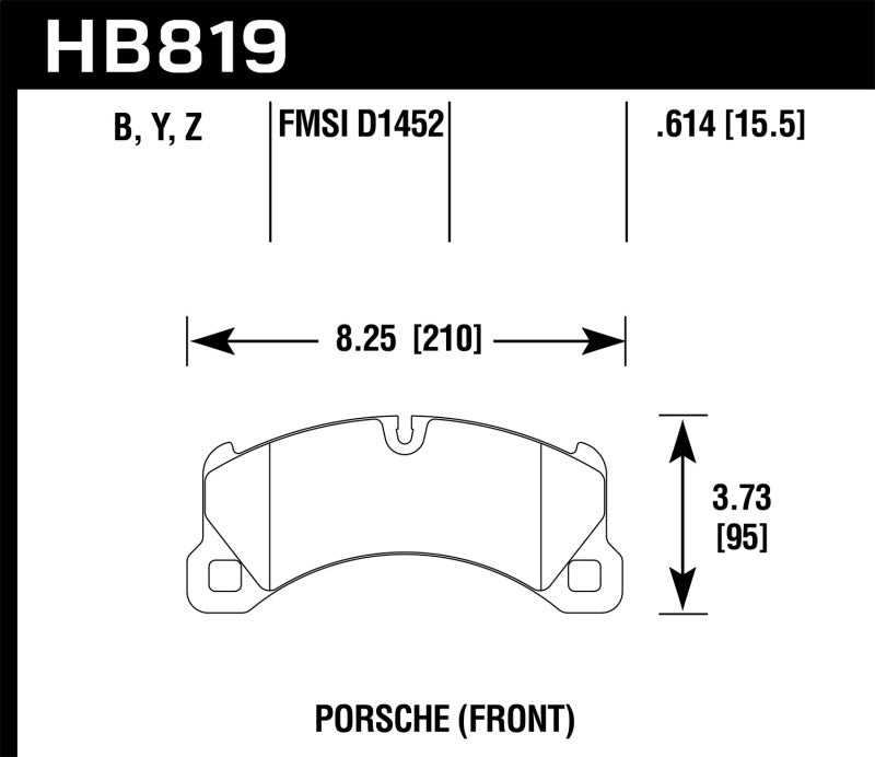 Hawk 11-13 Porsche Cayenne HPS 5.0 Front Brake Pads diagram