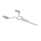 MagnaFlow Cat Back, SS, 2.5in, Street, Dual Split Polished 4.5in Tips 2015 Ford Mustang Ecoboost exhaust system image