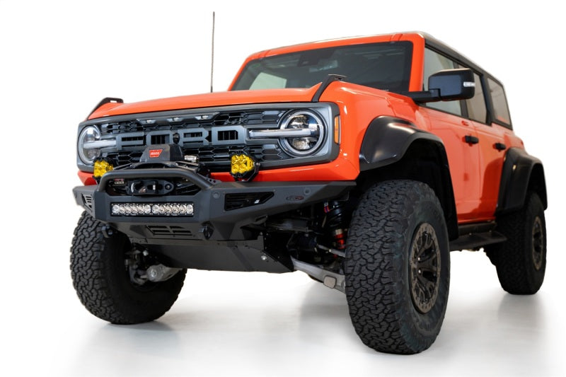 Addictive Desert Designs 22-23 Ford Bronco Raptor Rock Fighter Skid Plate on custom off road truck