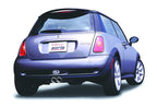 Borla 04-06 Mini Cooper S (Incl. Convertible) Normal Cat-back rear view with dual exhaust.