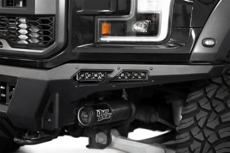 Addictive Desert Designs17-20 Ford F-150 Raptor Phantom Front Bumper with offroad lighting and skid plate.