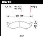 Hawk LTS Street Brake Pads specifications for Jeep vehicles