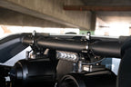 DV8 Offroad 21-22 Ford Bronco 4dr Rear Speaker & Light Mount Bar with LED lights and speaker cans.