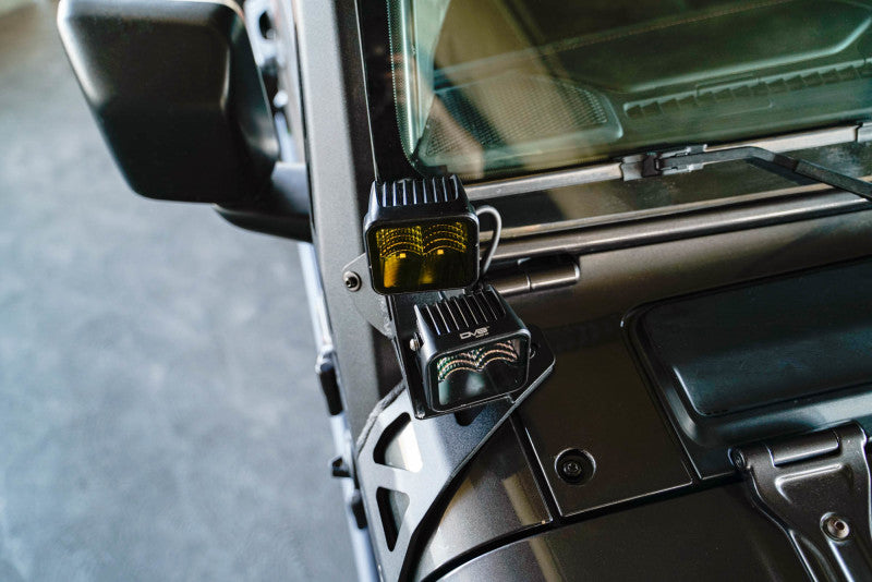 DV8 Offroad 2018+ Jeep Wrangler JLO A Pillar Dual Light Pod Mounts with LED lights
