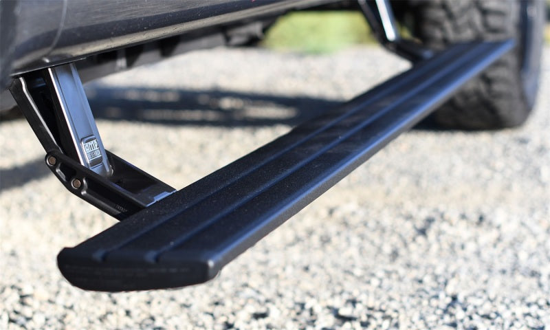 AMP Research 15-20 Chevy/GMC Silverado 2500-3500/Sierra 2500-3500/Crew & Double Cab PowerStep close-up view with a rugged design.