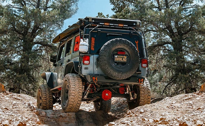 MagnaFlow 12-18 Jeep Wrangler 2.5in Overland Series Cat-Back Exhaust on off-road vehicle