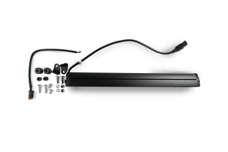 DV8 Offroad 20in Elite Series Light Bar 105W LED - Single Row with mounting hardware and wiring.