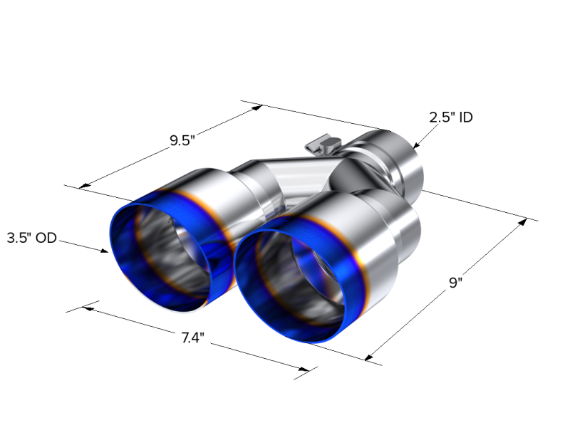MBRP Universal T304 SS Dual Burnt End Tip 3.5in OD/2.5in Inlet Secondary image