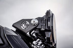 KC HiLiTES 2021+ Ford Bronco 50in Overhead Light Bar Mounting Bracket Set close-up with light.