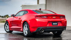 Borla 16-17 Chevy Camaro 3.6L V6 Single Split Rear Exit ATAK Axle-Back Exhaust on a red Camaro