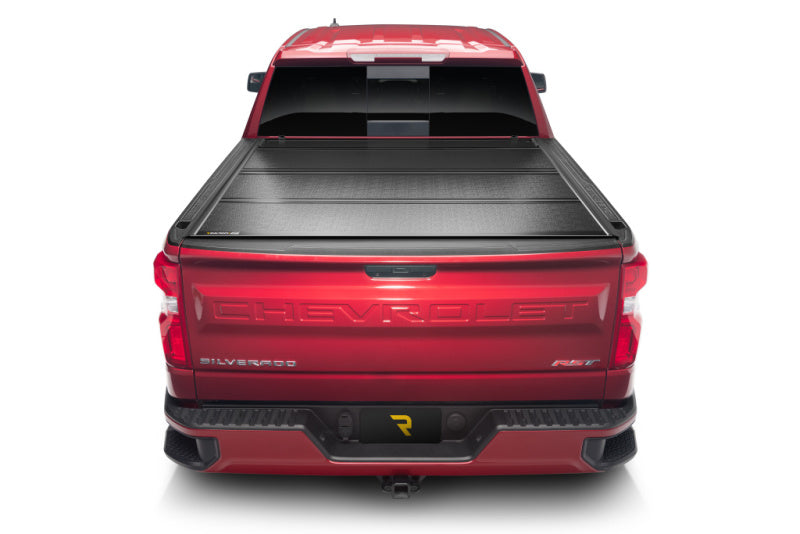 BAK 19-20 Chevy Silverado 5ft 8in Bed (New Body Style) BAKFlip G2 truck bed cover view from the rear with closed cover.