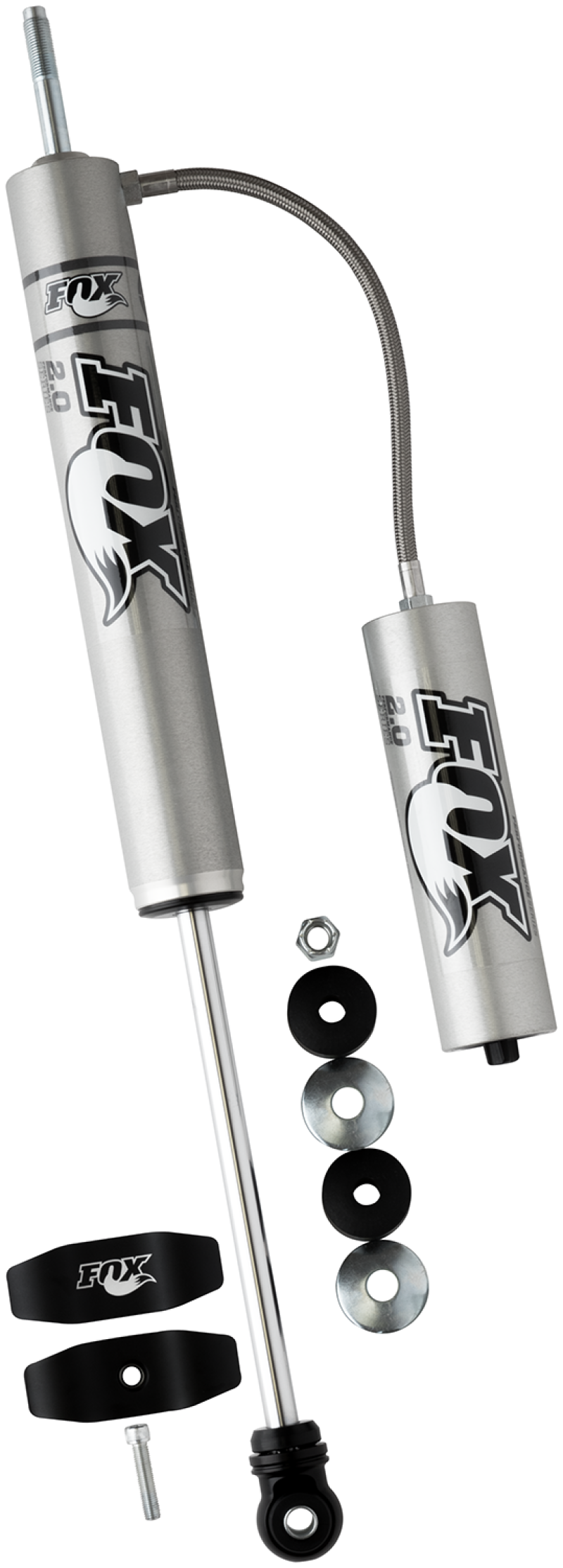 Fox 2.0 Performance Series 10.1in. Smooth Body Remote Res. Shock w/Stem Mount / Std Travel - Black for offroad performance upgrades.
