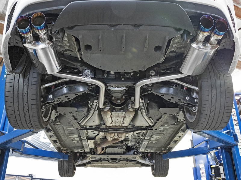 aFe Takeda 16-17 Lexus RC 200T 2.0L (t) 2in. SS Axle-Back Exhaust System w/Polished Blue Tips Secondary image