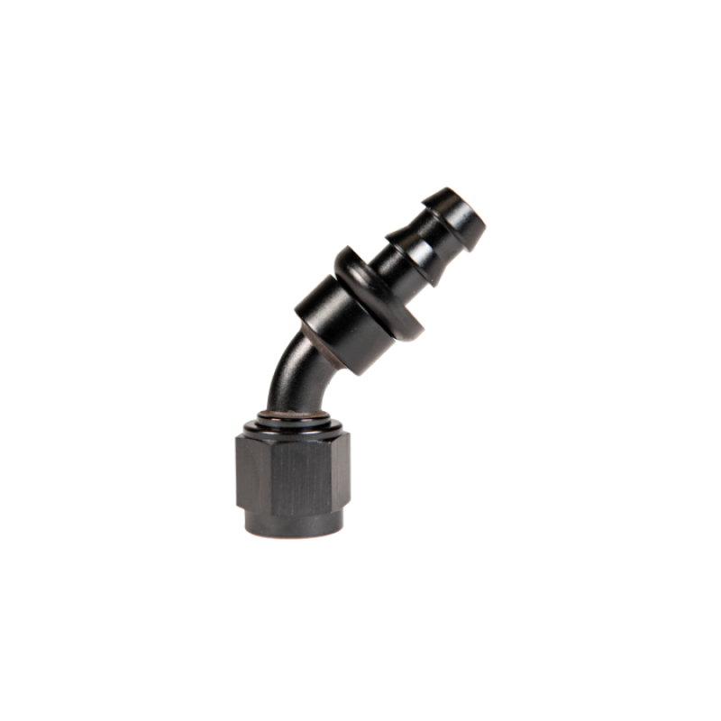 Fleece Performance Universal -6AN 45Deg to Hose Barb - Black Secondary image