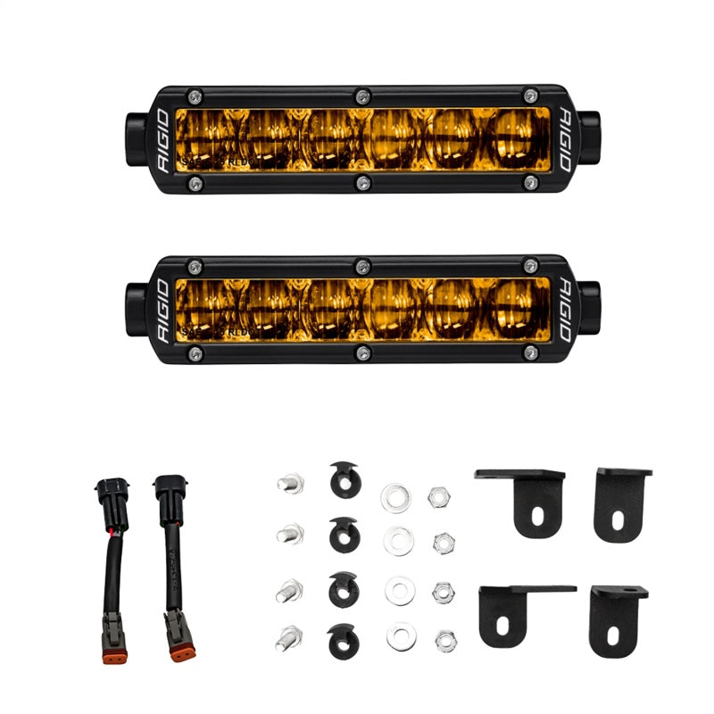 Rigid Industries 2022+ Toyota Tundra 6in SR-Series Selective Yellow Fog Light Kit components Main image