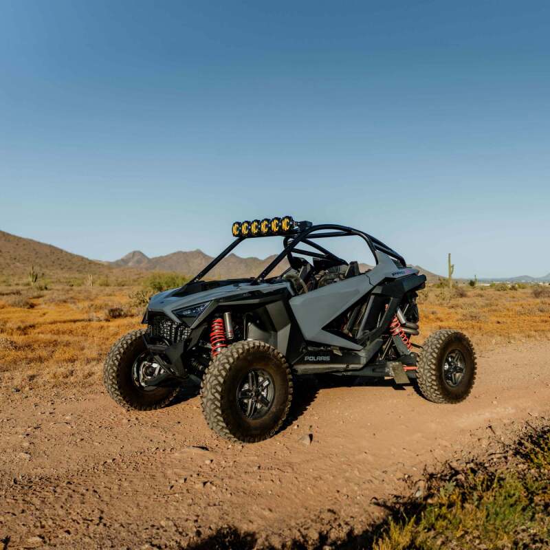 KC HiLiTES 2022+ Polaris RZR Pro XP 39in. Pro6 Gravity LED 6-Light 120w Combo Beam on off-road trail.