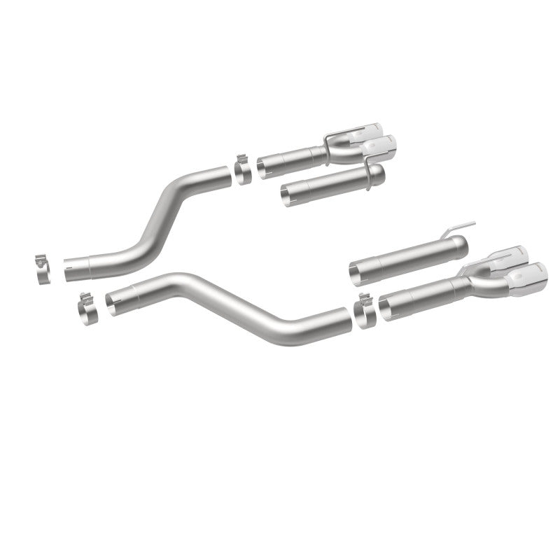 MagnaFlow Axle-Back, SS, 3in, Quad Split Rear 3.5 Tips for 2015 Dodge Challenger incl SRT Hellcat exhaust components