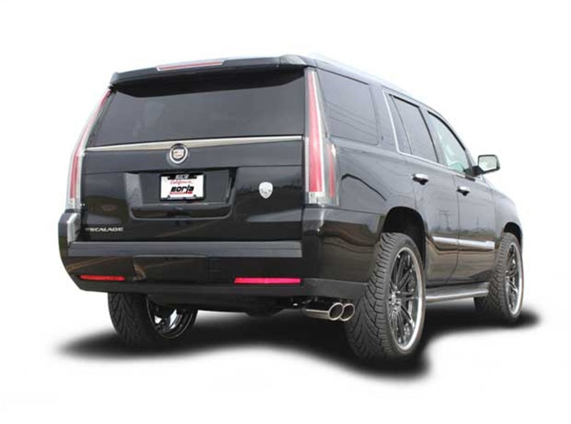 Borla 2015 Cadillac Escalade/Yukon Denali 6.2L V8 AT 2WD/4WD Split Side Exit SS S-Type CB Exhaust installed on black SUV