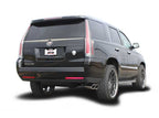 Borla 15-16 Cadillac Escalade ESV 6.2L Auto Trans Dual Round Rolled Truck Side Exit Catback Exhaust on a black SUV.