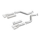 MagnaFlow Axle-Back, SS, 3in, Quad Split Rear 3.5 Tips 2015 Dodge Challenger incl SRT Hellcat exhaust kit components