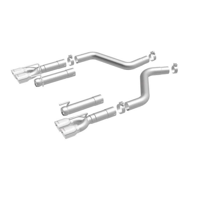 MagnaFlow Axle-Back, SS, 3in, Quad Split Rear 3.5 Tips 2015 Dodge Challenger incl SRT Hellcat exhaust kit components