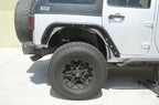 DV8 Offroad 07-18 Jeep Wrangler JK Rear Aluminum Inner Fender - Black on a Jeep with offroad tires and wheels.
