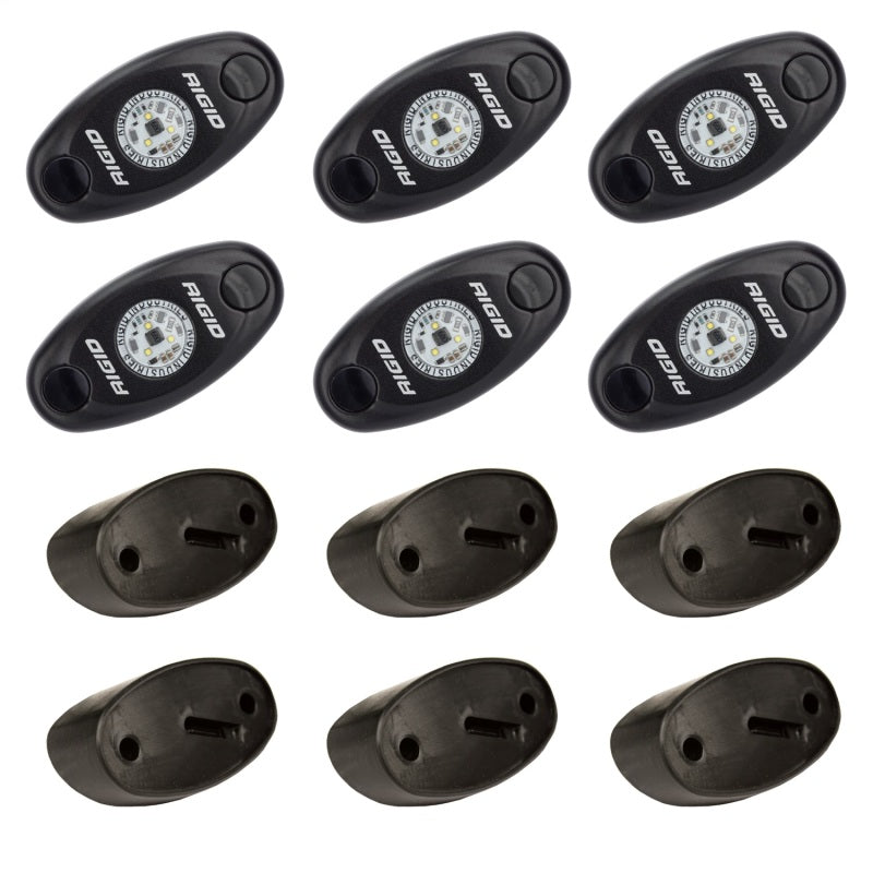Rigid Industries Rock Light Kit- Red (6 lights) parts set