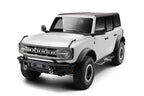 N-Fab 21-22 Ford Bronco 4 Door SRW RS Nerf Step - Full Length - 2in - Tex. Black installed on a white Ford Bronco.