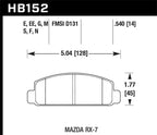 Hawk Mazda RX-7 HPS Street Front Brake Pads dimensions diagram