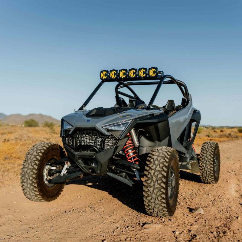 KC HiLiTES 2022+ Polaris RZR Pro XP 39in. Pro6 Gravity LED 6-Light 120w Combo Beam on off road vehicle.