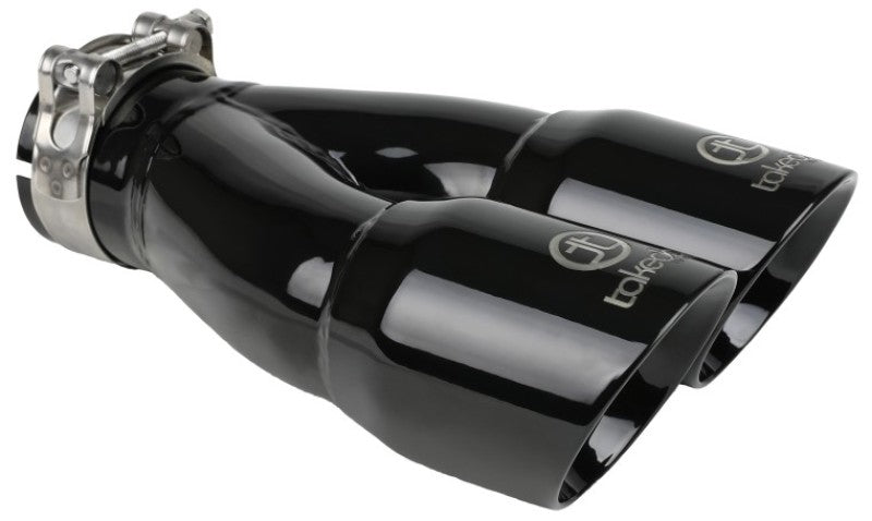 aFe Takeda 2.5in 304 Stainless Steel Clamp-on Exhaust Tip 2.5in Inlet 3in Dual Outlet - Black Secondary image