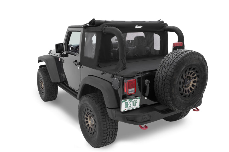 Bestop 07-18 Jeep Wrangler JK 2-Door Halftop Soft Top (Premium Black Twill) Secondary image